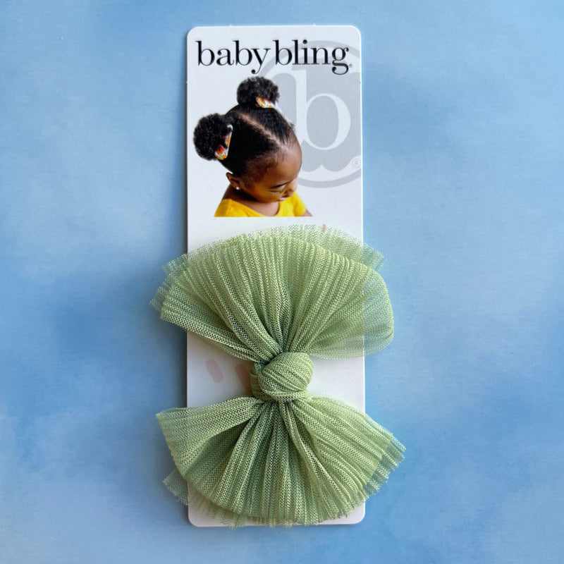 TULLE FAB CLIP: pleated sage