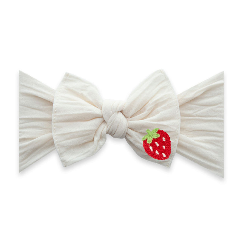 APPLIQUE KNOT HEADBAND: oatmeal/strawberry