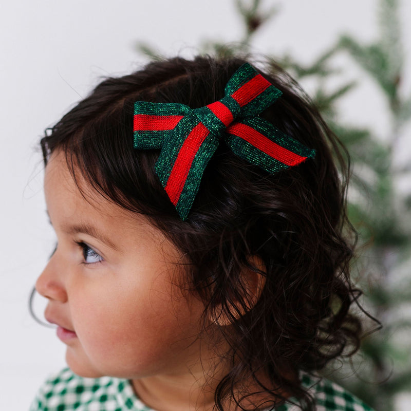 2PK BABY BLOOM CLIPS: christmas ribbon