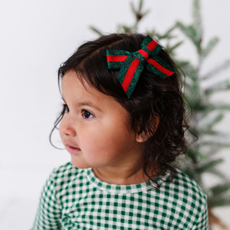 2PK BABY BLOOM CLIPS: christmas ribbon