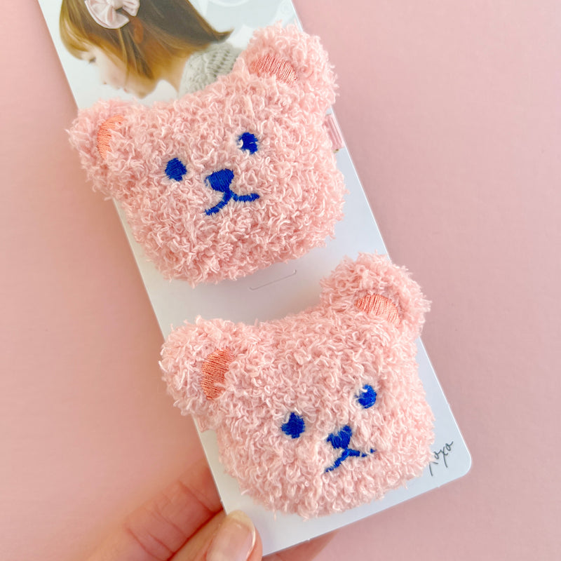 2PK NOVELTY CLIPS: teddy rose quartz