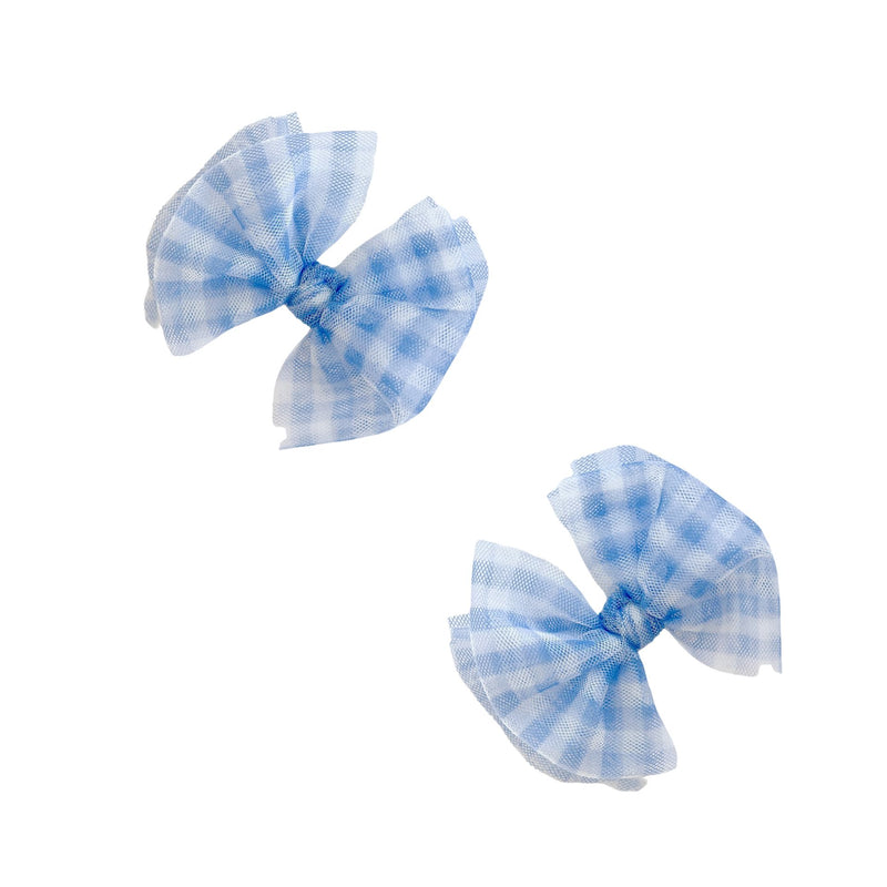 2PK TULLE BABY FAB CLIPS: periwinkle gingham