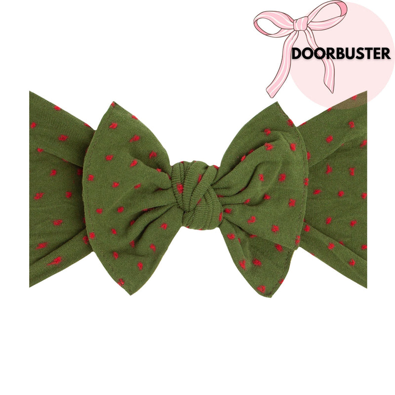 PATTERNED SHABBY KNOT: hunter green / red dot