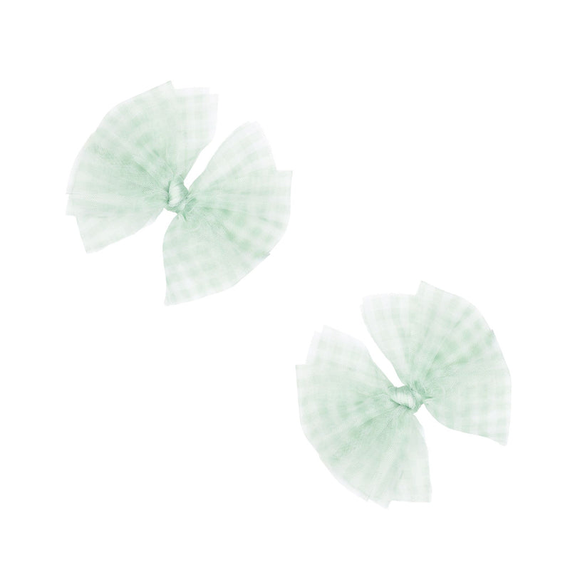 2PK TULLE BABY FAB CLIPS: basil gingham