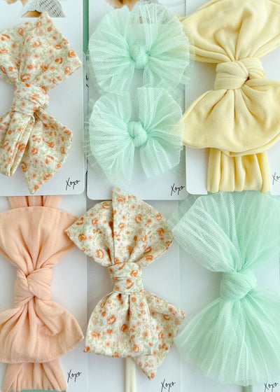 2PK TULLE BABY FAB CLIPS: pleated pistachio