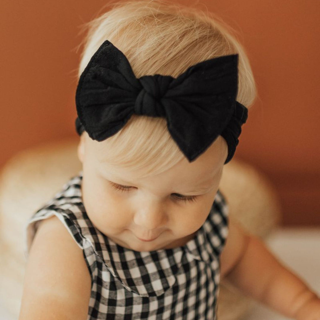 Baby bling bow headband twist lemon store black VHTF NIP