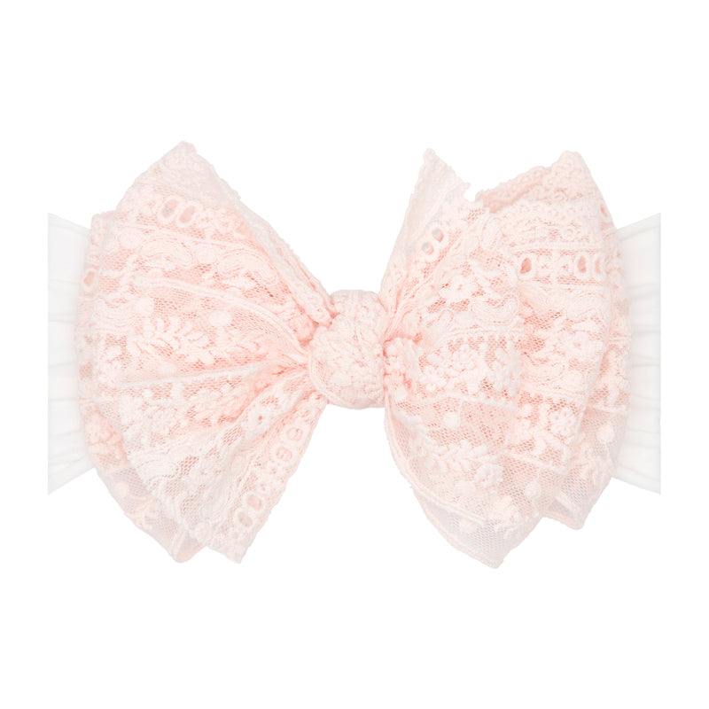 NOVELTY CLASSIC BOW: ballet pink embroidered lace