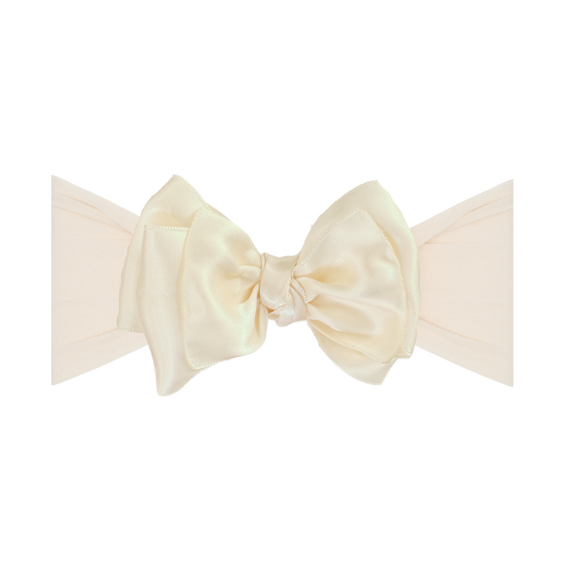 SATIN SMALL CLASSIC BOW: oatmeal