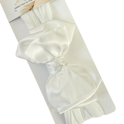 SATIN SMALL CLASSIC BOW: white