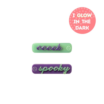 2 Pack Glow in the Dark Acrylic Clips One Size: eeeek!-Baby Bling Bows