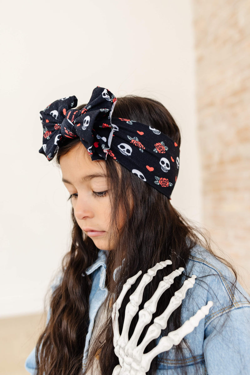 Soft Nylon Headband Printed Fab Style One Size: skull n rose-Baby Bling Bows