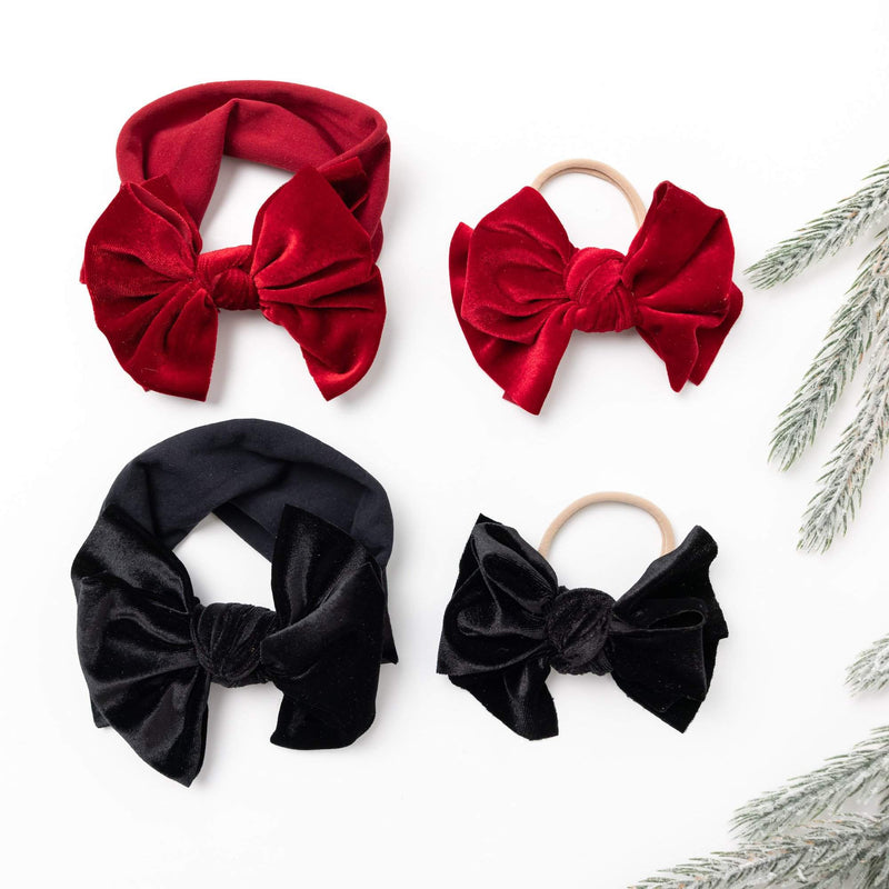 Soft Velvet Nylon Fab-bow-lous Headband One Size: black-Baby Bling Bows