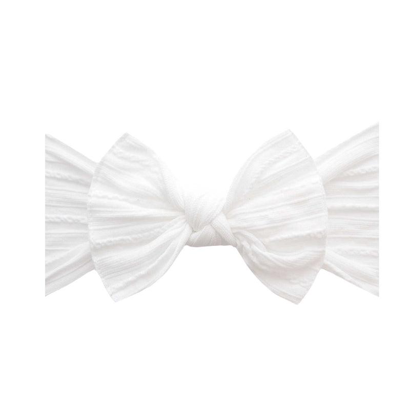 Soft Nylon Headband Cable Knit Knot Style One Size: white-Baby Bling Bows