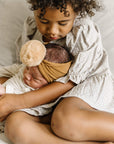 Soft Nylon Headband with Faux Luxe Fur Pom One Size: camel-Baby Bling Bows