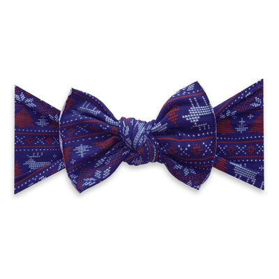 PRINTED KNOT: blue fairisle-Baby Bling Bows