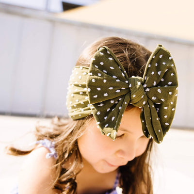 Soft Nylon/Spandex Dot Pattern Headband SHAB-BOW-LOUS One Size: artichoke dot-Baby Bling Bows