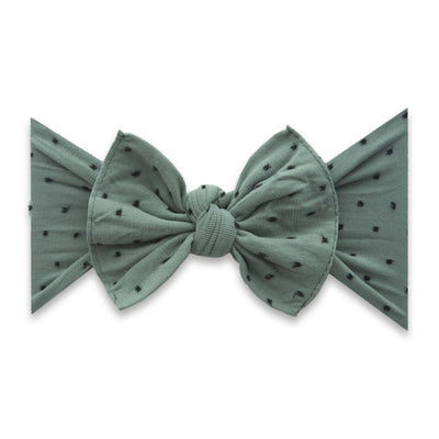 PATTERNED SHABBY KNOT: fern w/black dots-Baby Bling Bows