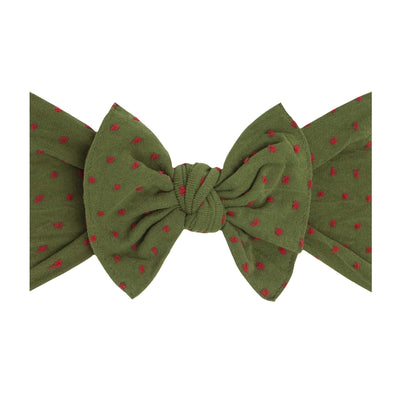 Soft Nylon Headband Patterned Shabby Knot One Size: hunter/red dot-Baby Bling Bows